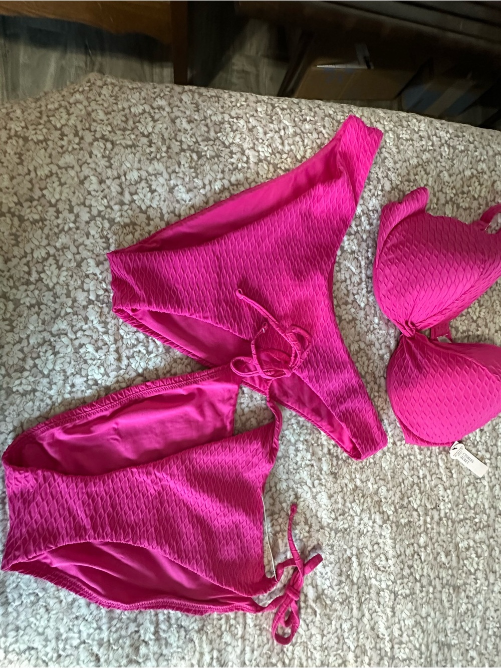 Victoria's Secret Hot Pink Textured Bikini Set